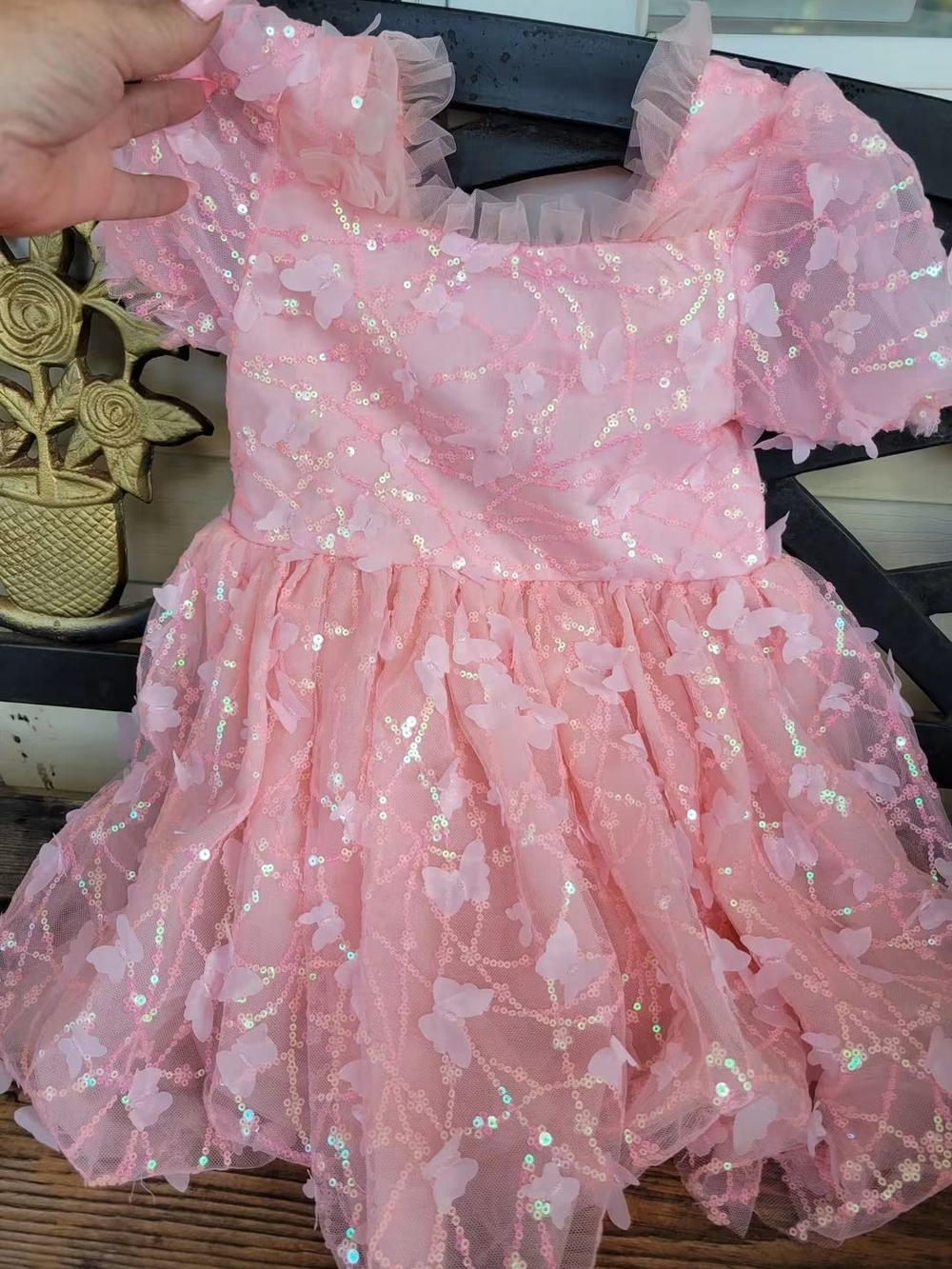 LOLA + THE BOYS Girls SZ 4 VGUC PINK Pink Butterfly Puff Tulle Party Fancy Dress